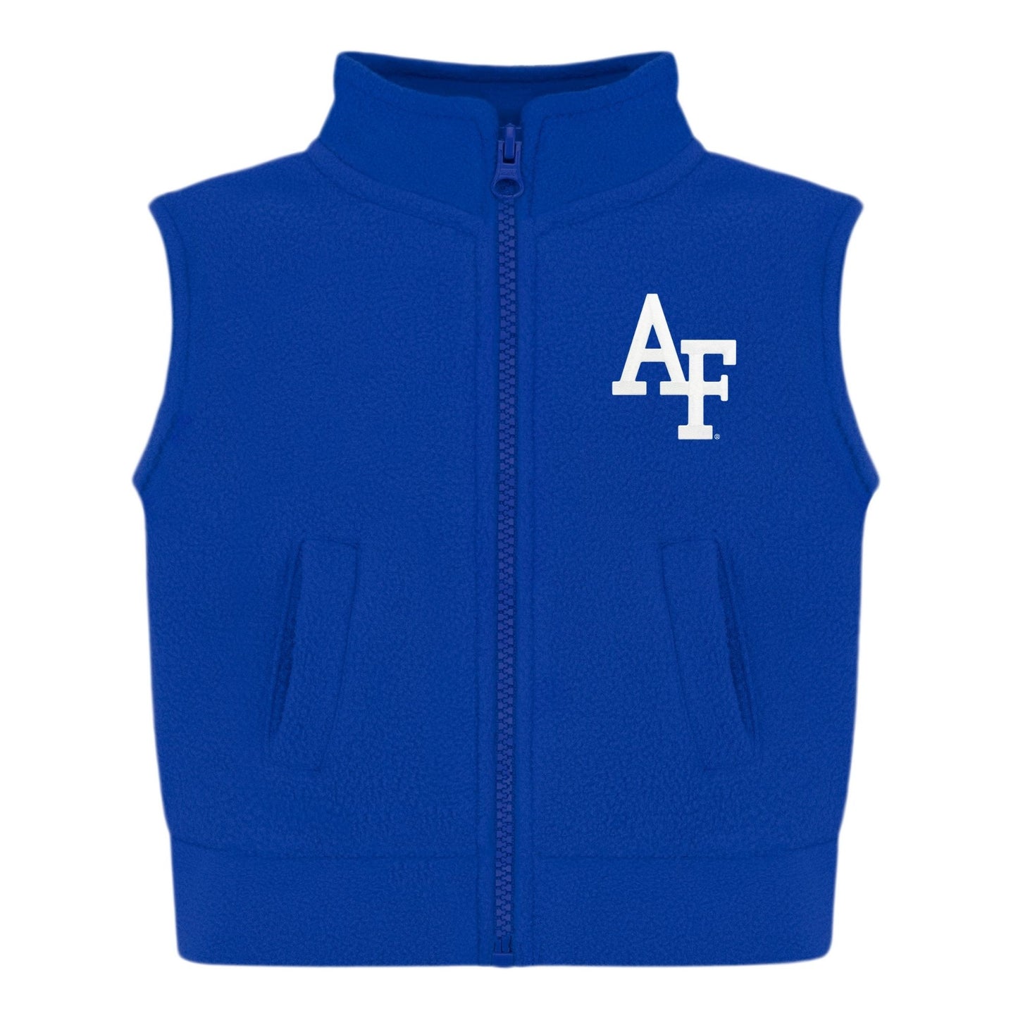 Air Force Youth Falcon Fleece Vest in royal blue with embroidered AF logo