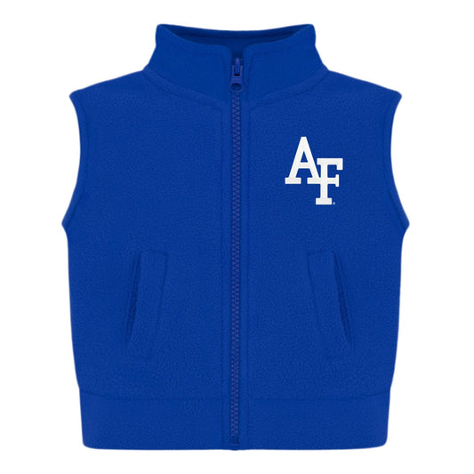Air Force Youth Falcon Fleece Vest in royal blue with embroidered AF logo