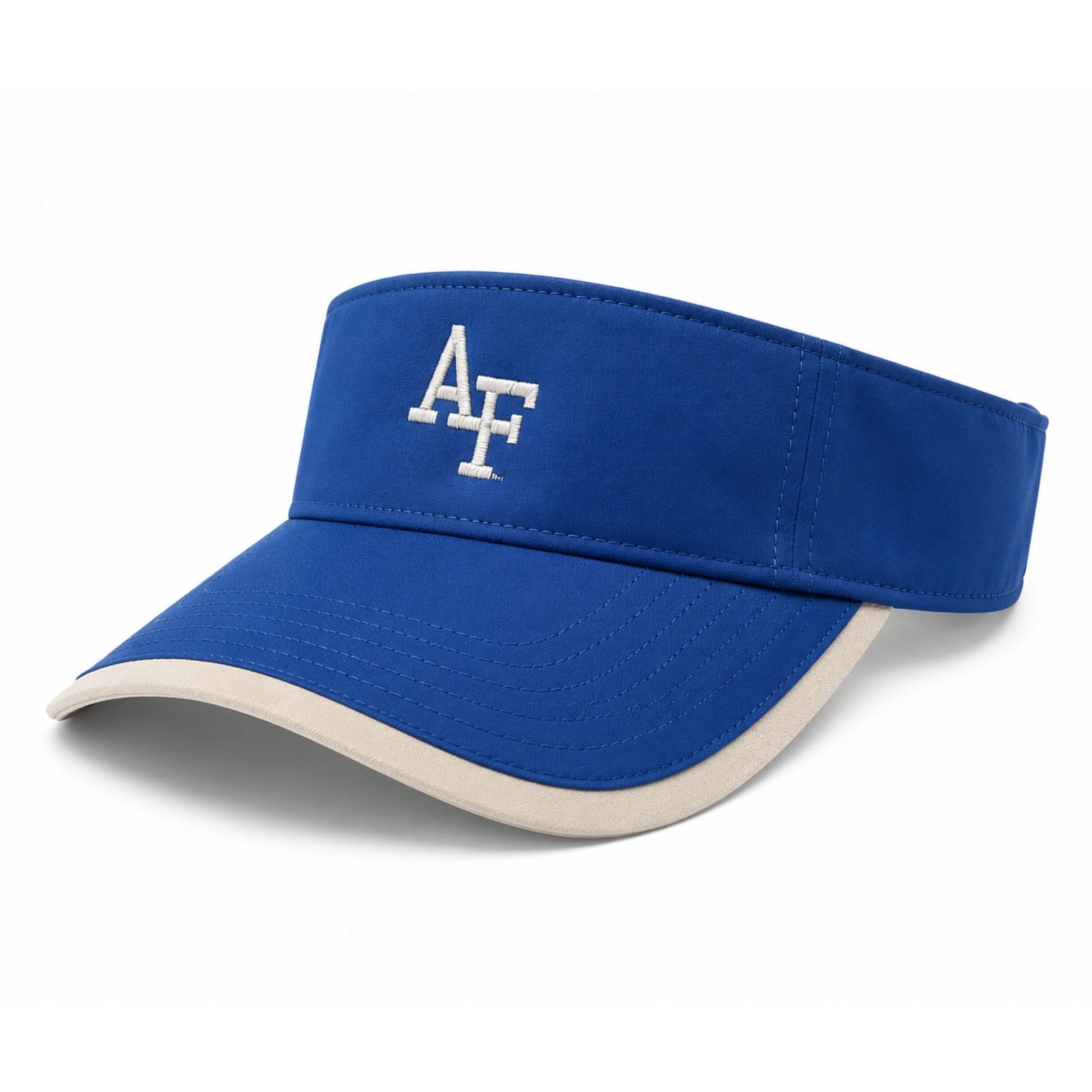 Royal blue Altitude Performance Visor featuring embroidered AF logo and contrasting light gray brim edge.