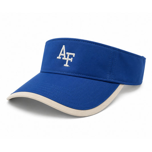 Royal blue Altitude Performance Visor featuring embroidered AF logo and contrasting light gray brim edge.