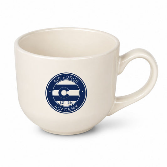 Colorado Heritage 16oz coffee mug with custom design blending Colorado and Air Force Academy elements
