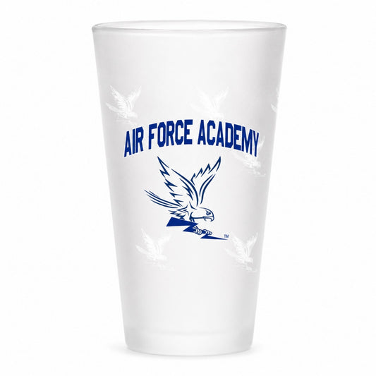 Fighting Falcons frosted pint glass with Air Force Academy design and matte finish