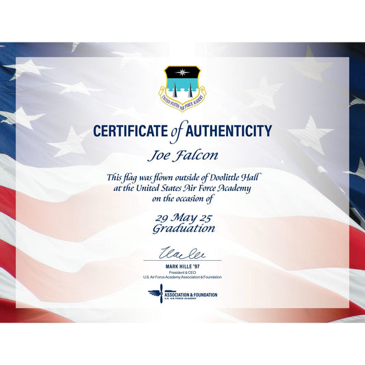 flown flag program certificate of authenticity