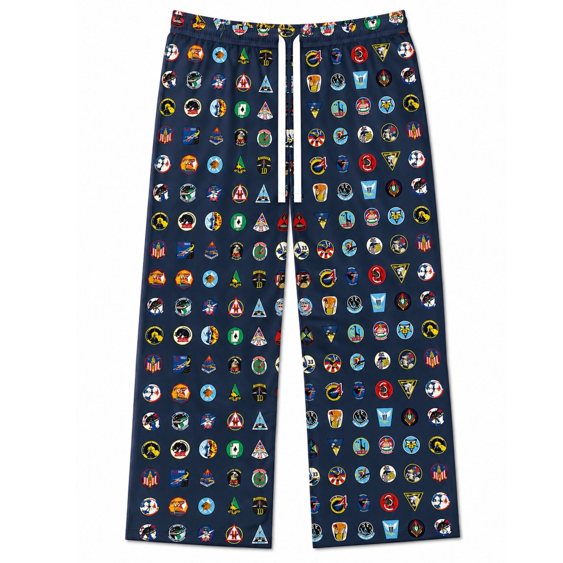 Forty Squadron One Family pajama pants featuring an all-over squadron insignia print, adjustable drawstring waistband, and relaxed lounge fit.