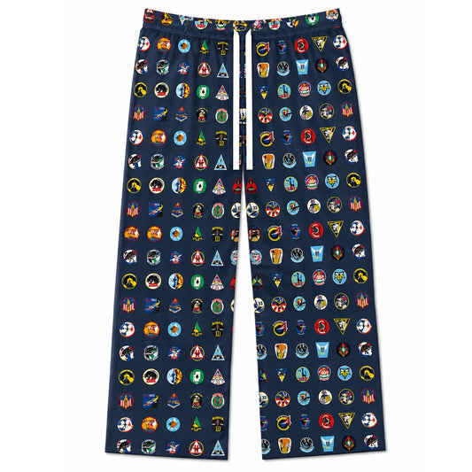 Forty Squadron One Family pajama pants featuring an all-over squadron insignia print, adjustable drawstring waistband, and relaxed lounge fit.