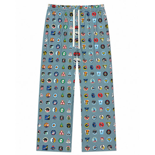 Forty Squadron One Family pajama pants featuring an all-over squadron insignia print, adjustable drawstring waistband, and relaxed lounge fit.