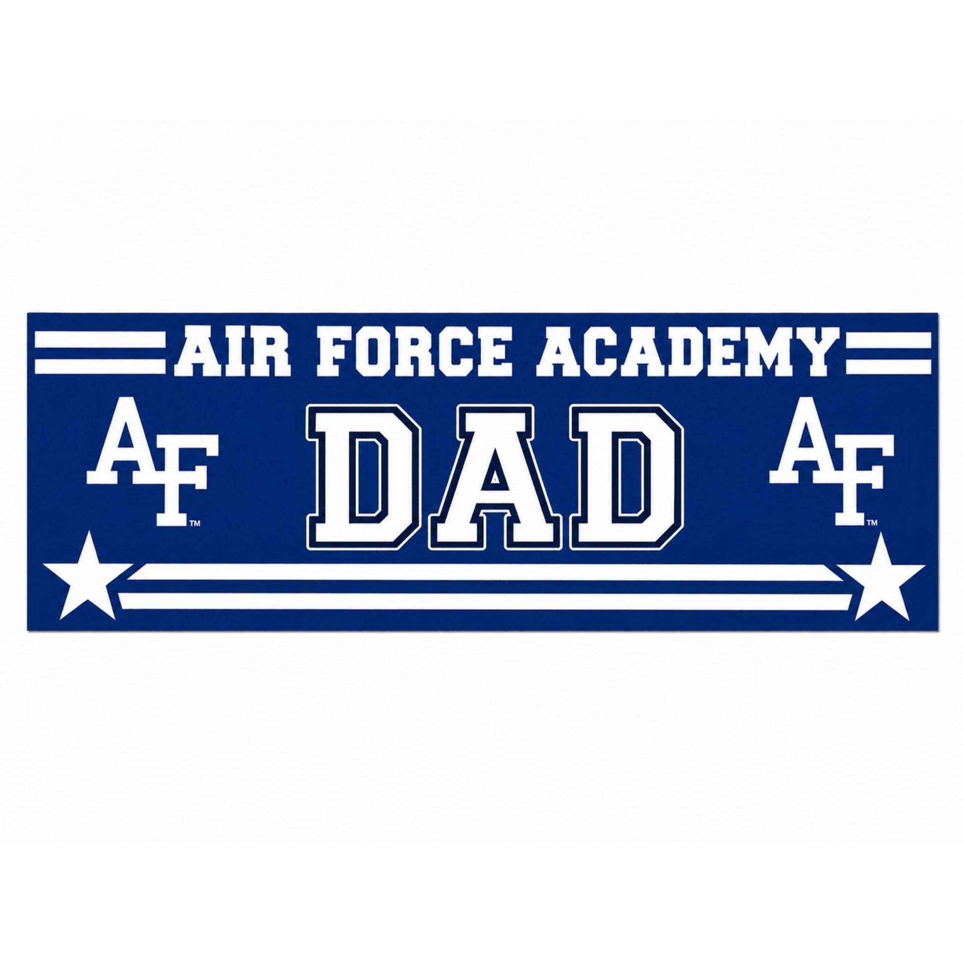Long Blue Line Dad Sticker featuring Air Force Academy AF logos, bold blue-and-white graphics, and collegiate styling.