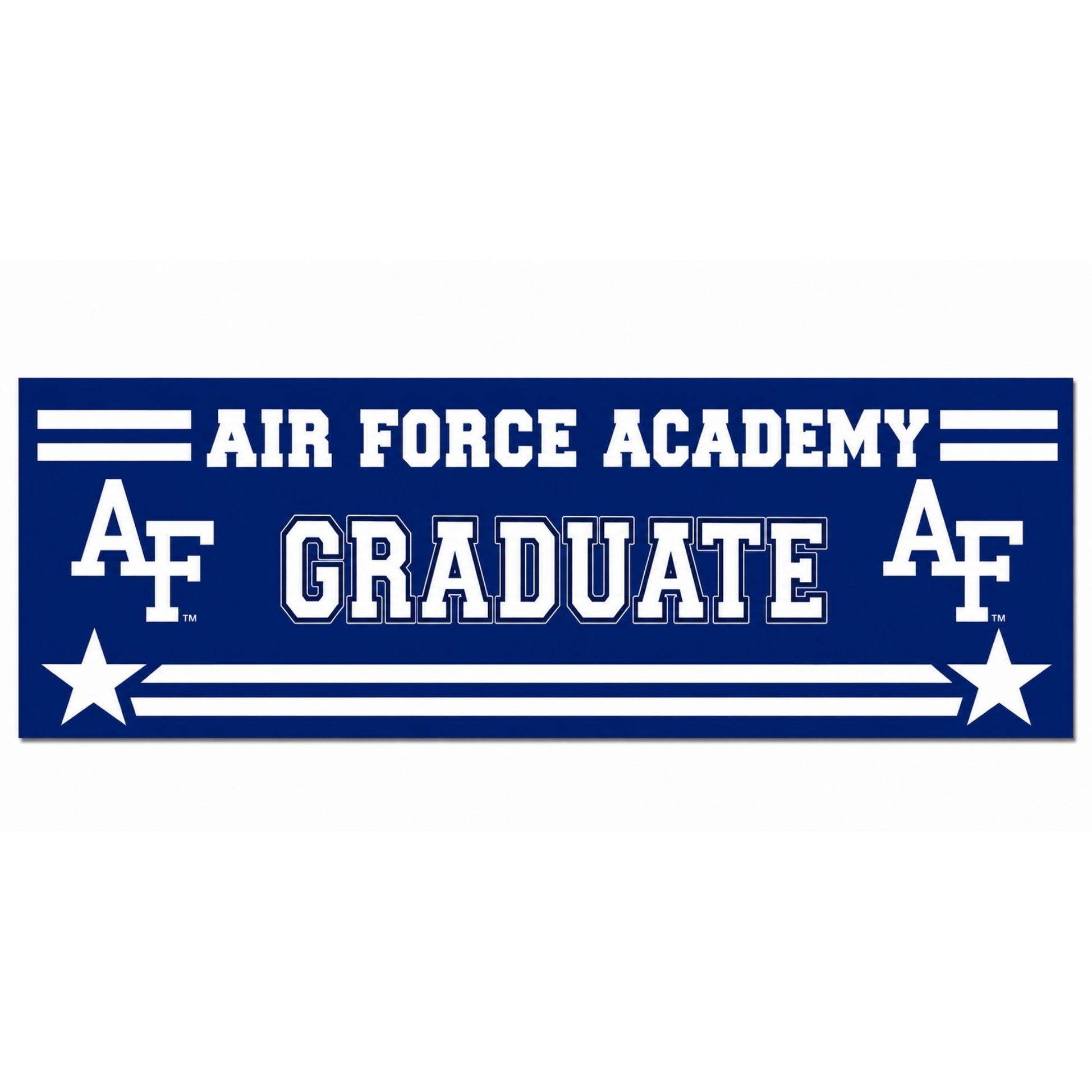 Long Blue Line Graduate Sticker featuring Air Force Academy AF logos, bold blue-and-white graphics, and collegiate styling.