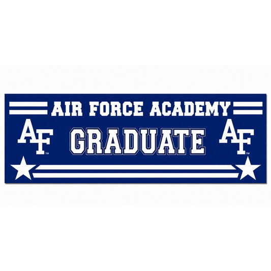 Long Blue Line Graduate Sticker featuring Air Force Academy AF logos, bold blue-and-white graphics, and collegiate styling.