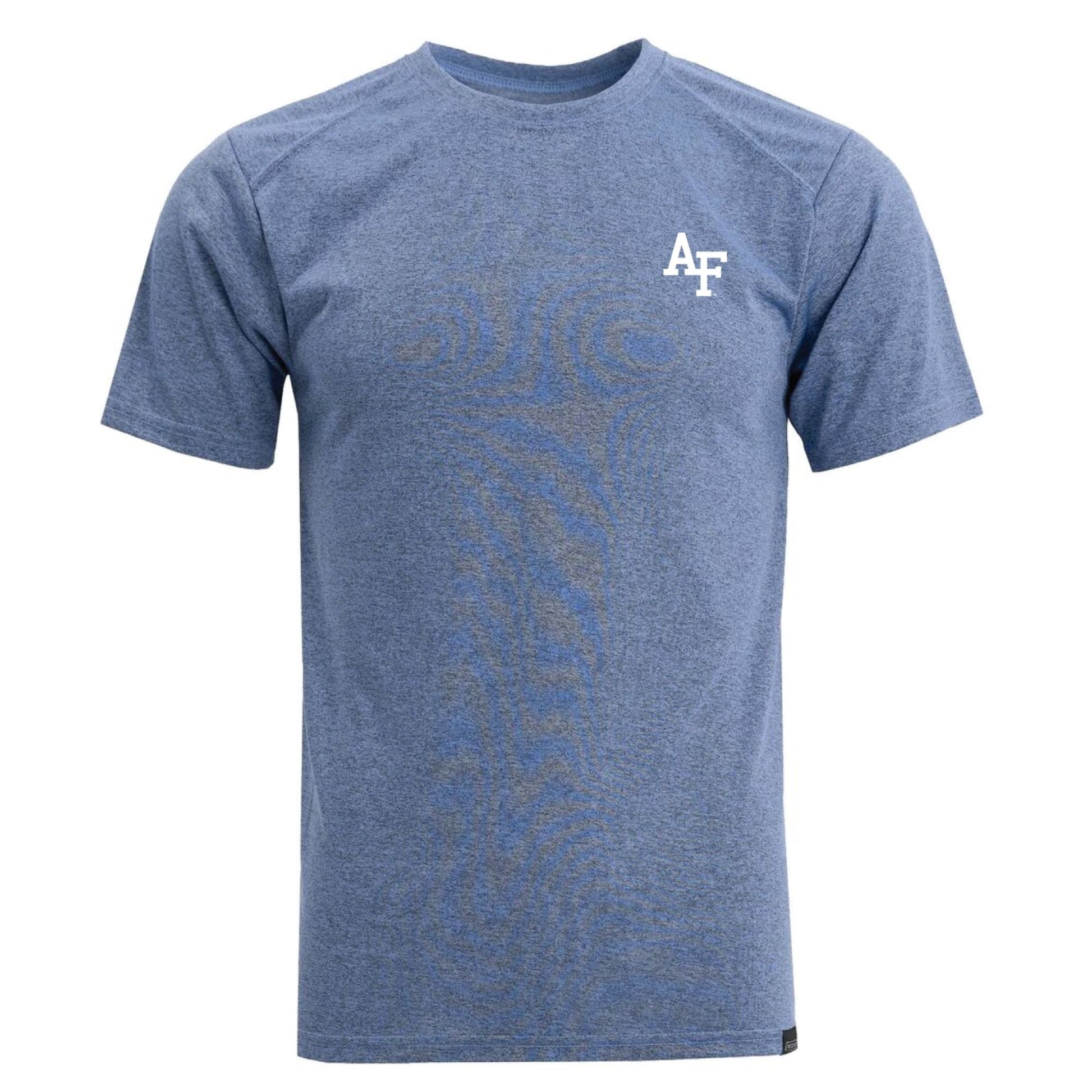 Men’s Air Force Academy Performance Tee in blue heather with AF logo on chest