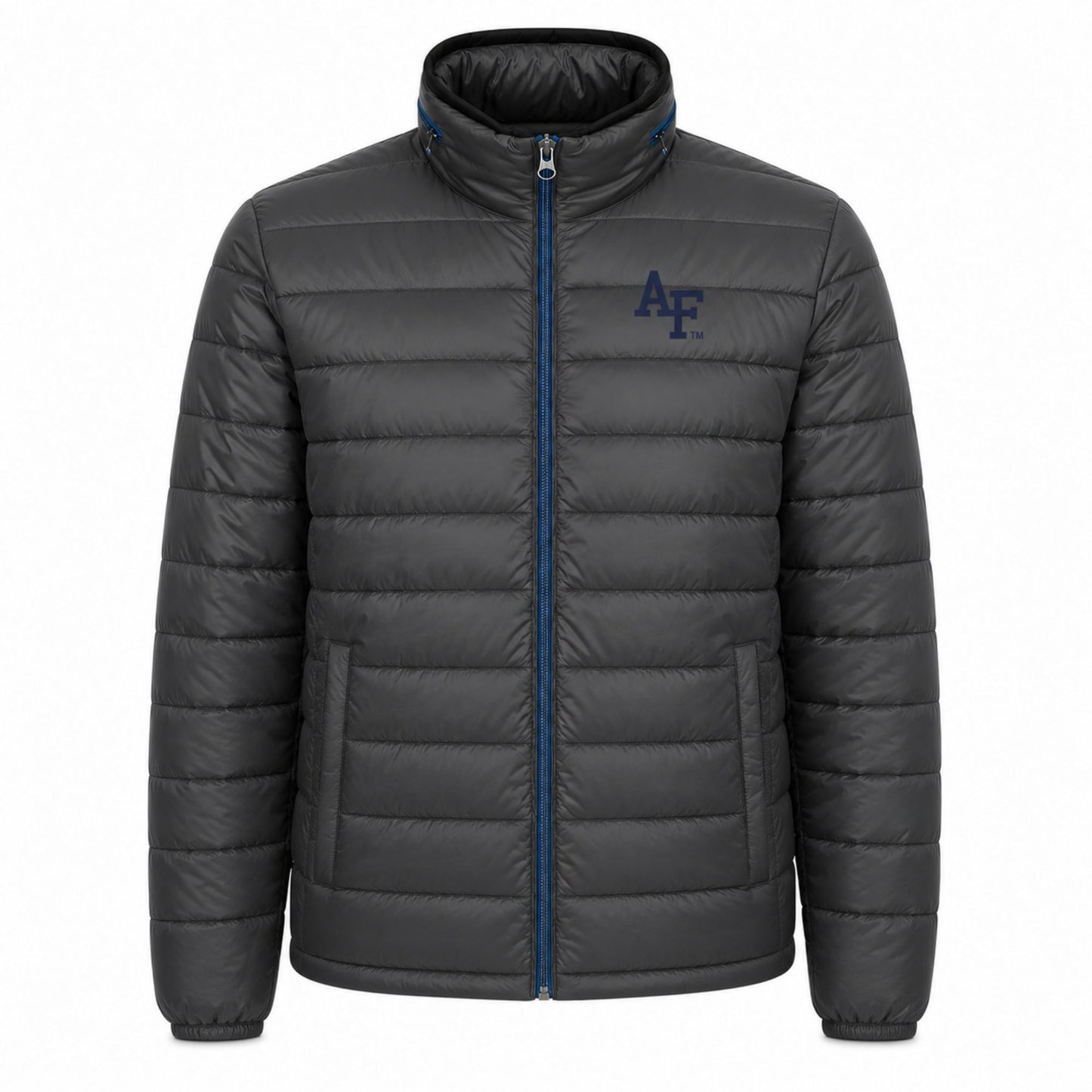 Men’s charcoal Air Force puffy jacket with AF logo