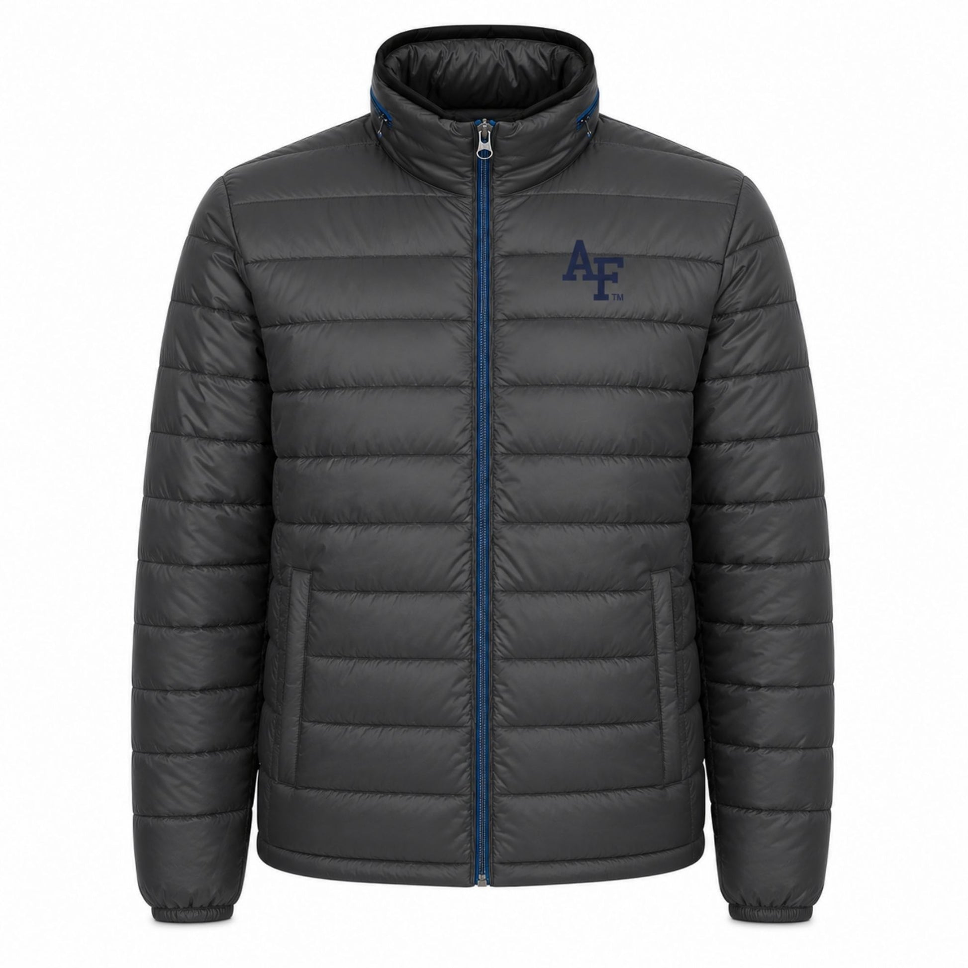 Men’s charcoal Air Force puffy jacket with AF logo
