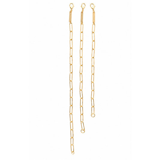 Three sizes of the 18k gold-plated My Cadet paperclip charm bracelet for USAFA clip-on charms