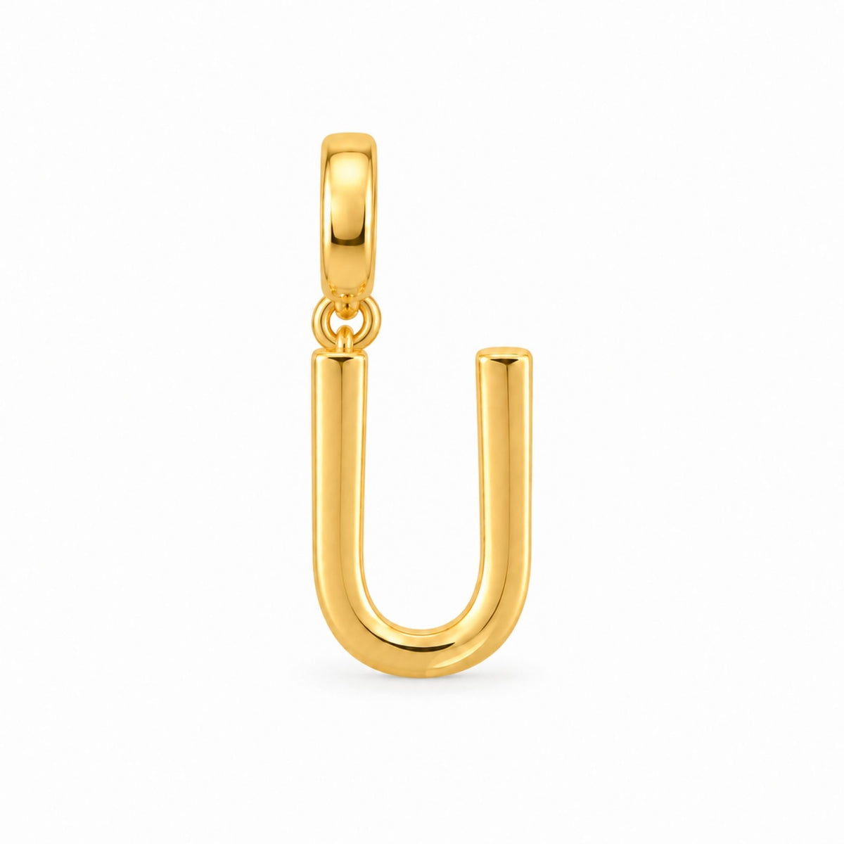 Polished gold U for USAFA charm with clasp for attaching to a necklace or bracelet.