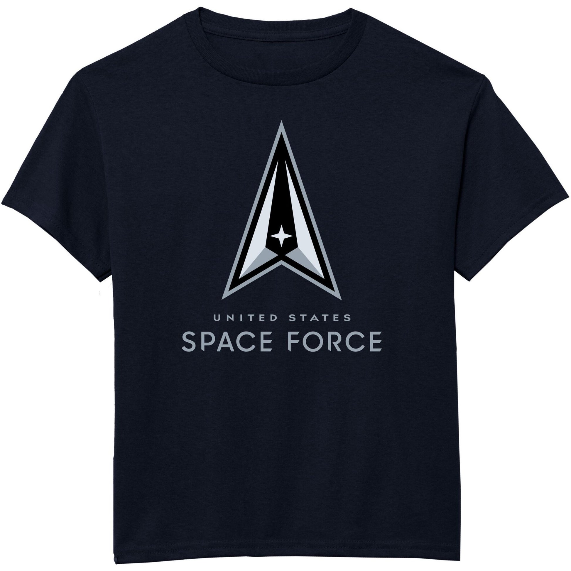 United States Space Force youth navy tee with Delta logo graphic on front