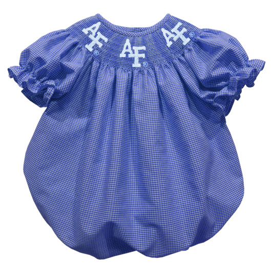 Emma Infant Minicheck Smock Bubble Dress Royal Blue