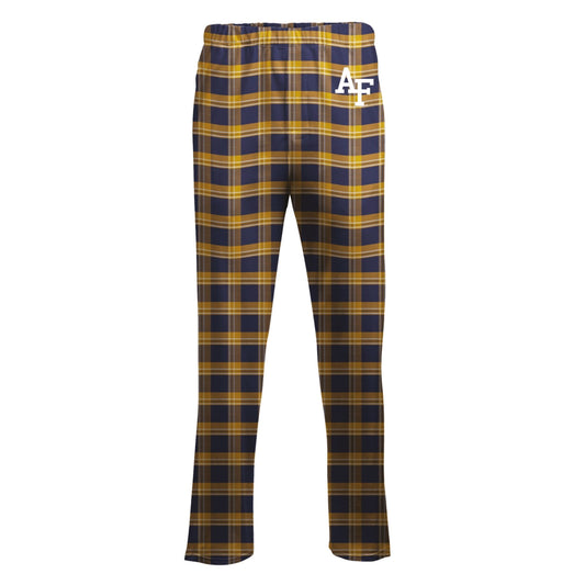 Gold class color plaid flannel pants with AF logo on the hip