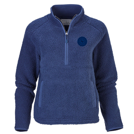 USAFA Summit Sherpa Half-Zip in blue with fleece texture, half-zip design, and kangaroo pocket