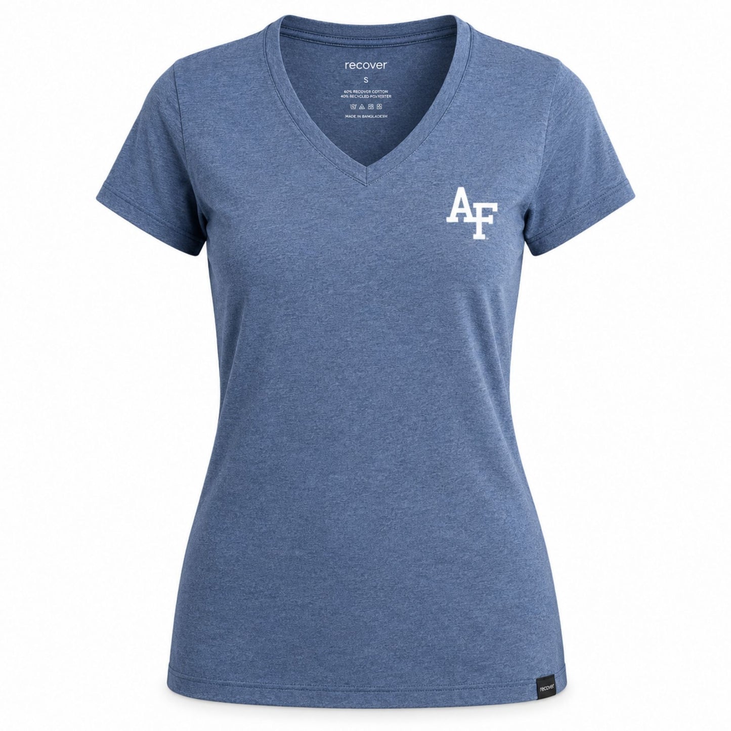 Women’s Air Force Academy Performance V-Neck Tee in blue heather with AF logo on chest