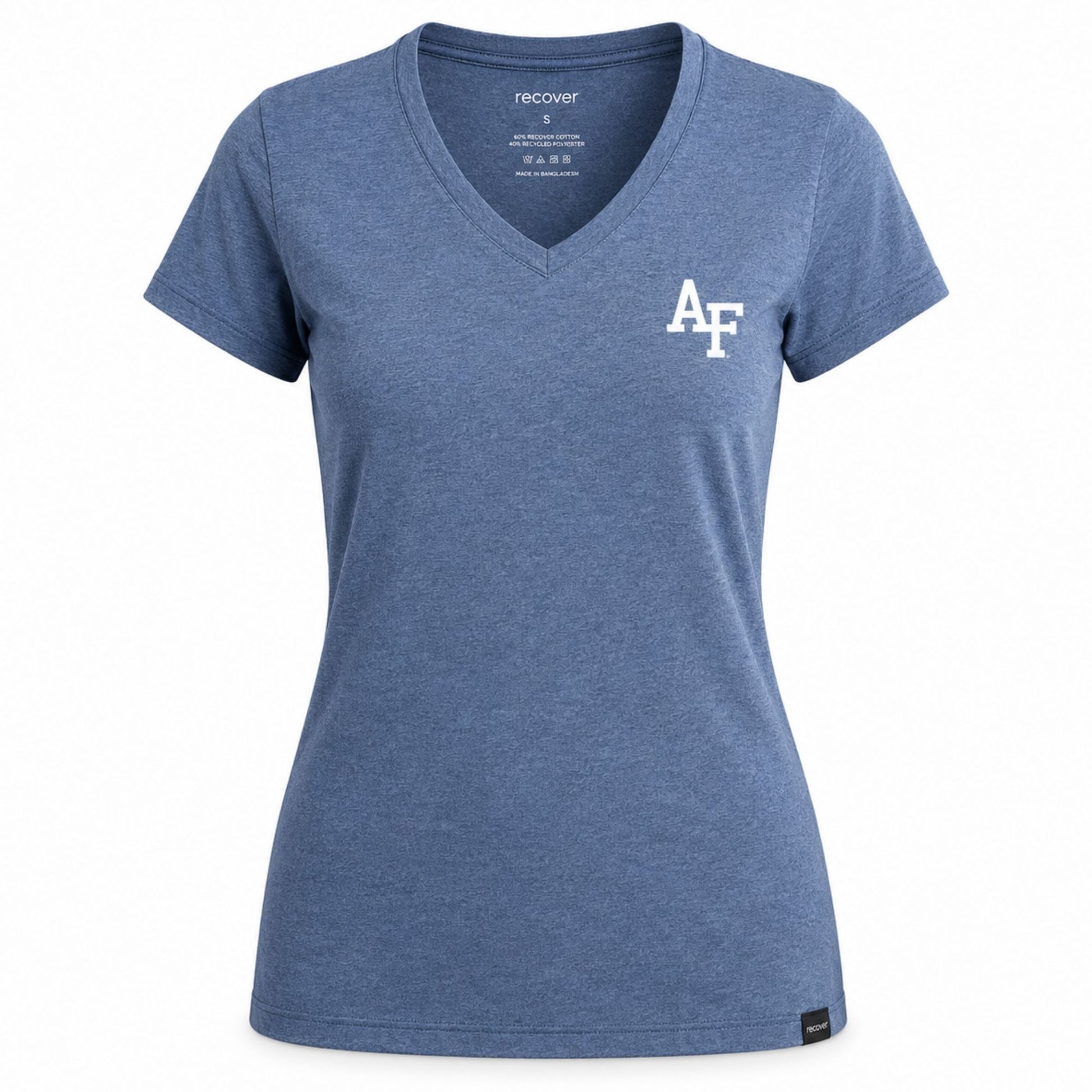Women’s Air Force Academy Performance V-Neck Tee in blue heather with AF logo on chest
