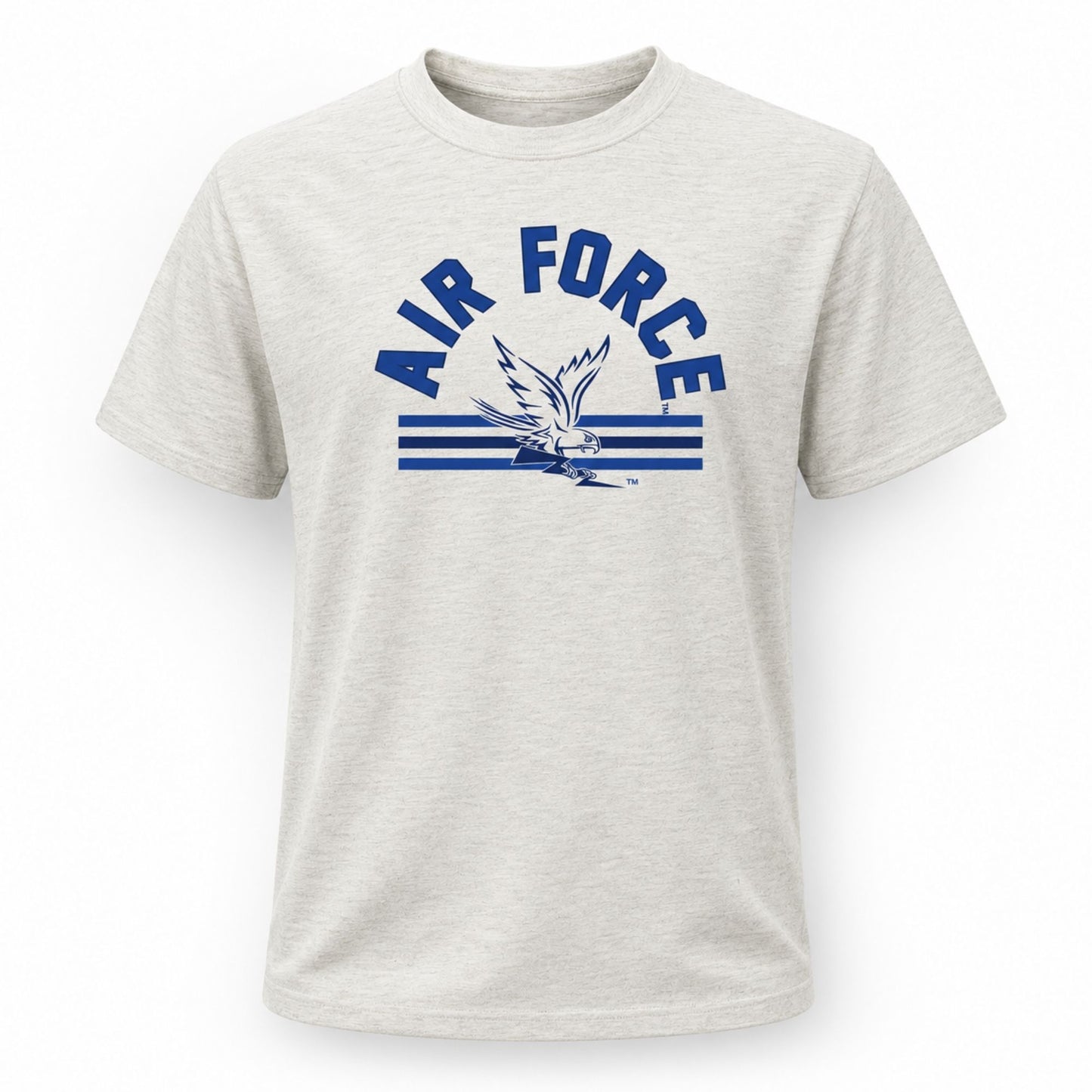 Youth heather gray Air Force Academy Long Blue Line graphic tee on white background