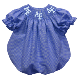 Emma Infant Minicheck Smock Bubble Dress Royal Blue